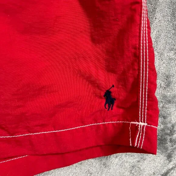 Polo Ralph Lauren Swim Trunks Mens Medium Red Board Shorts Pocket Beach Pool - Picture 4 of 15